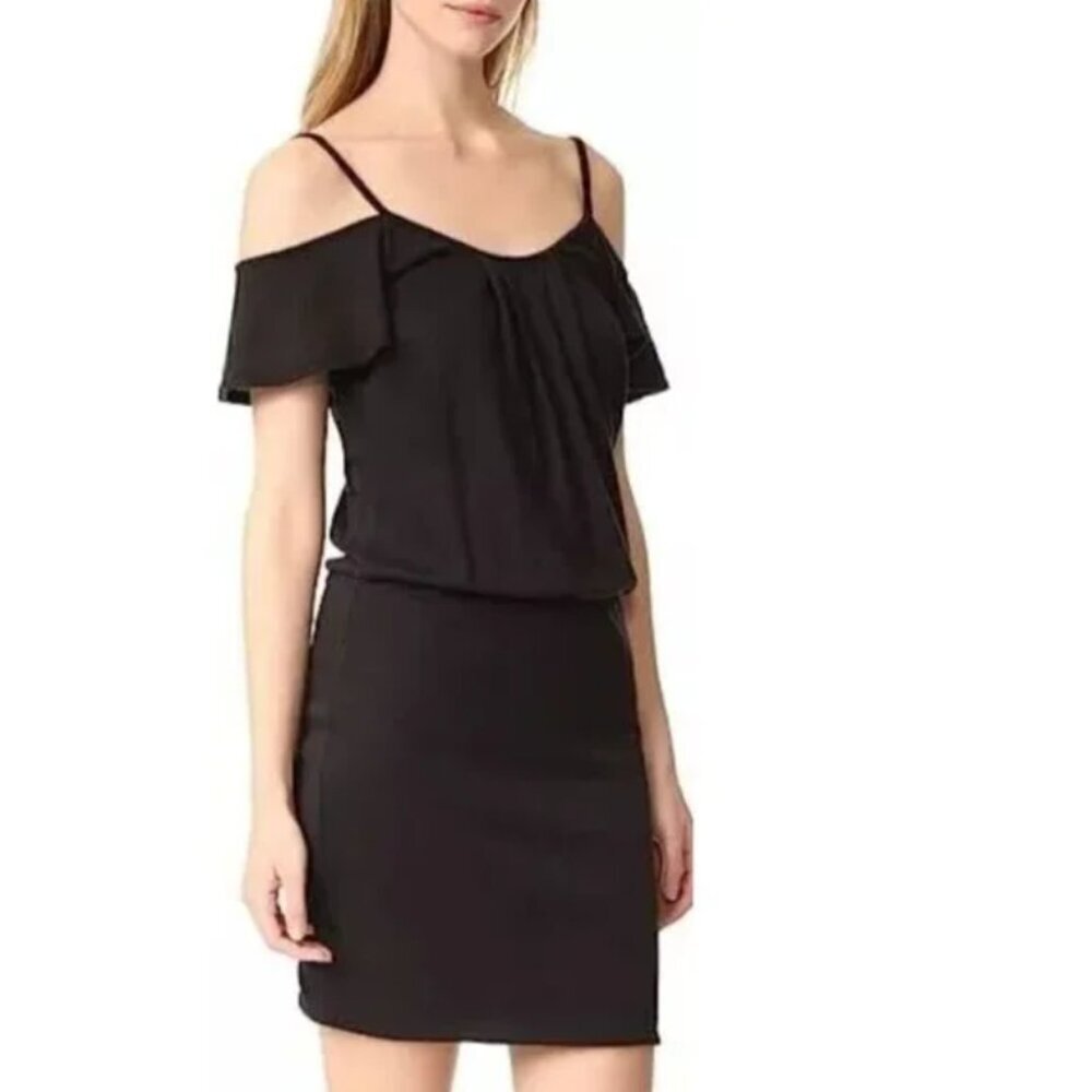 Joie Tahlia Black Cold Shoulder Stretch Jersey Mini Dress XS